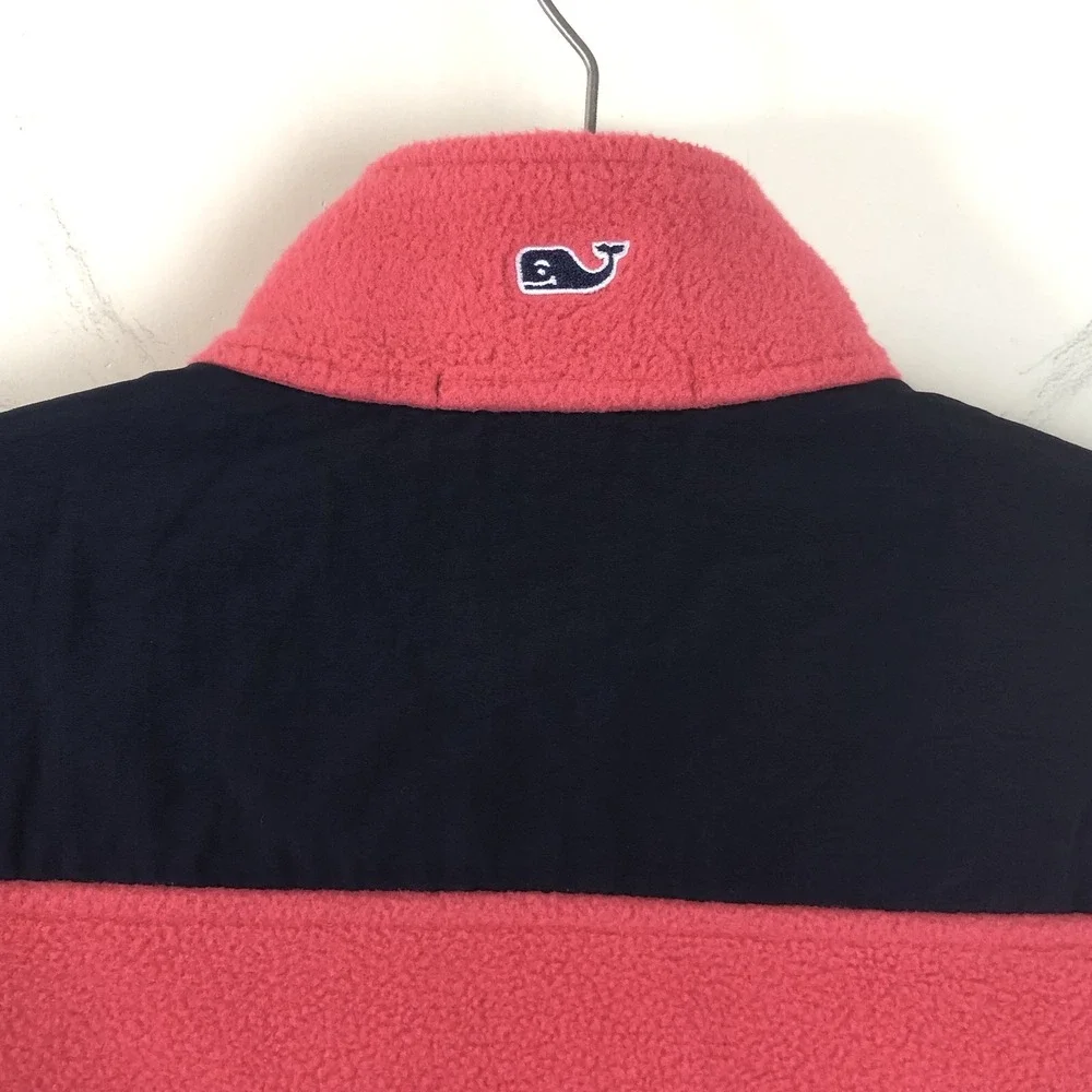 Vineyard Vines Shep Mens Fleece Full Zip Vest Size M Coral Pink Jetty Red